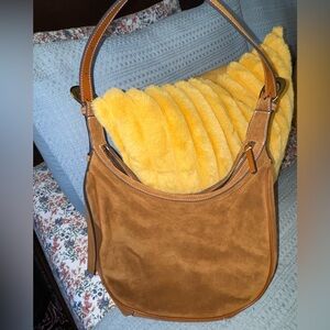 Staud Pine Zip Suede Hobo Tan
